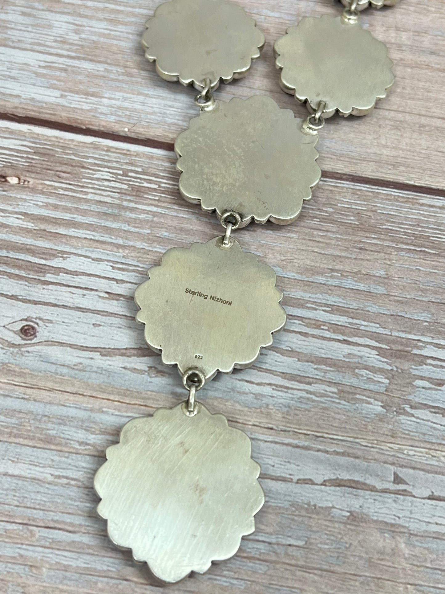 Handmade Sterling Silver Black Jack Necklace with Signed Nizhoni