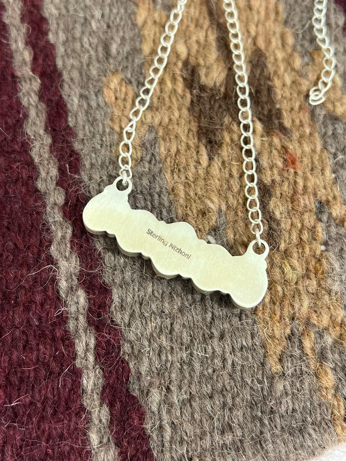 Handmade Sterling Silver Golden Hills Turquoise Necklace with Signed Nizhoni
