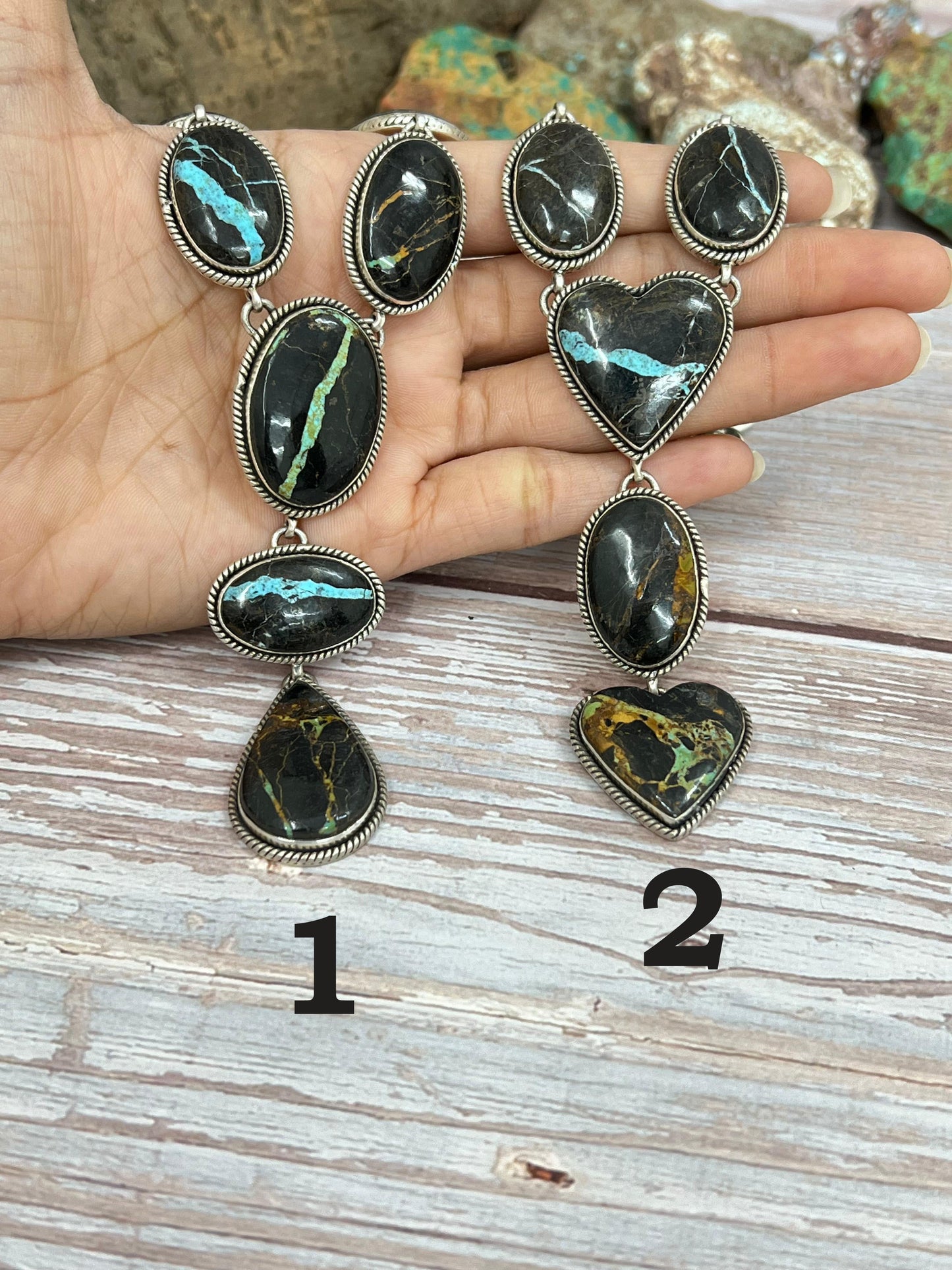 Handmade Sterling Silver Black Jack Necklace with Signed Nizhoni