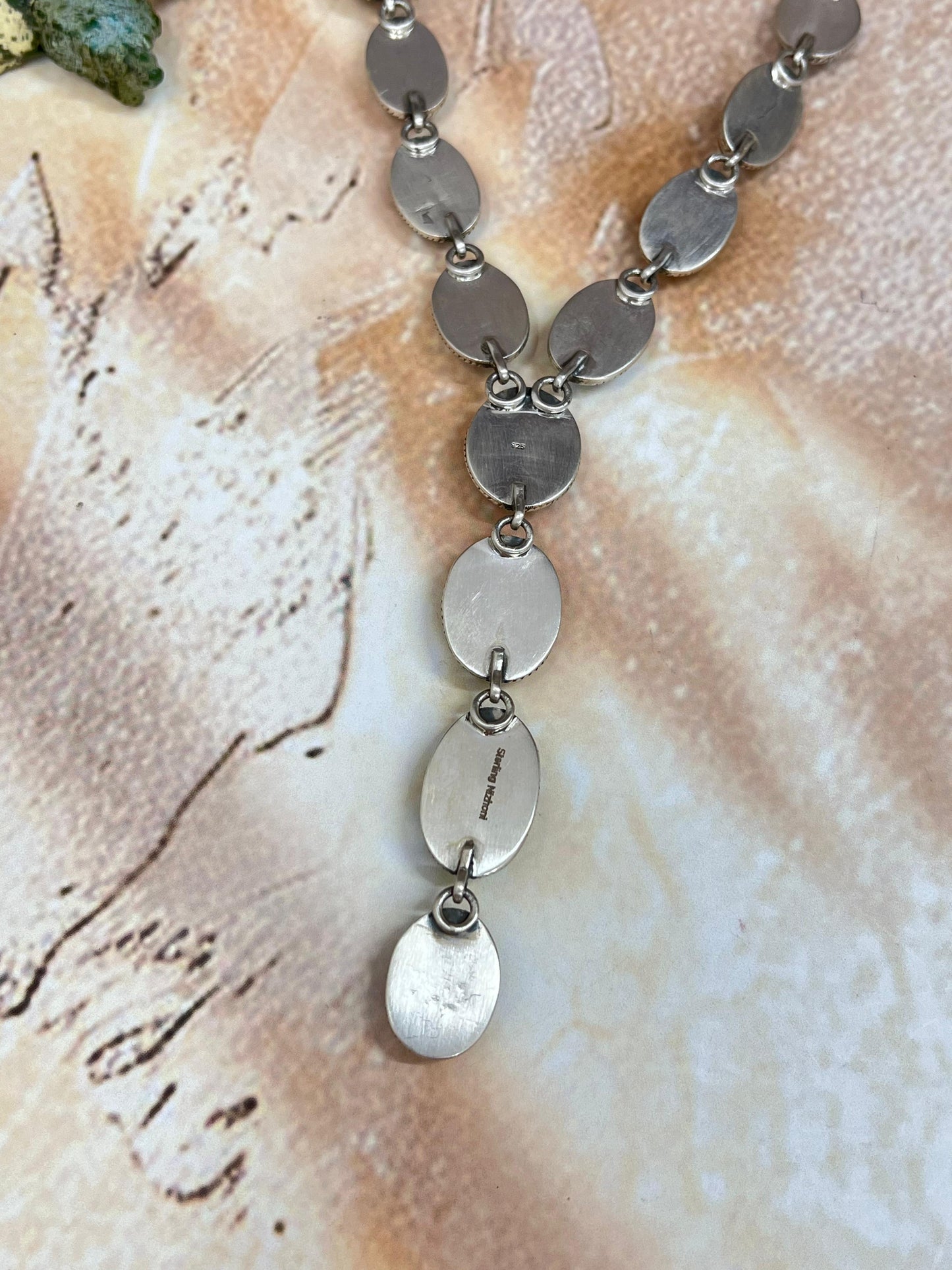 Handmade Sterling Silver Number 8 Turquoise Necklace with Signed Nizhoni