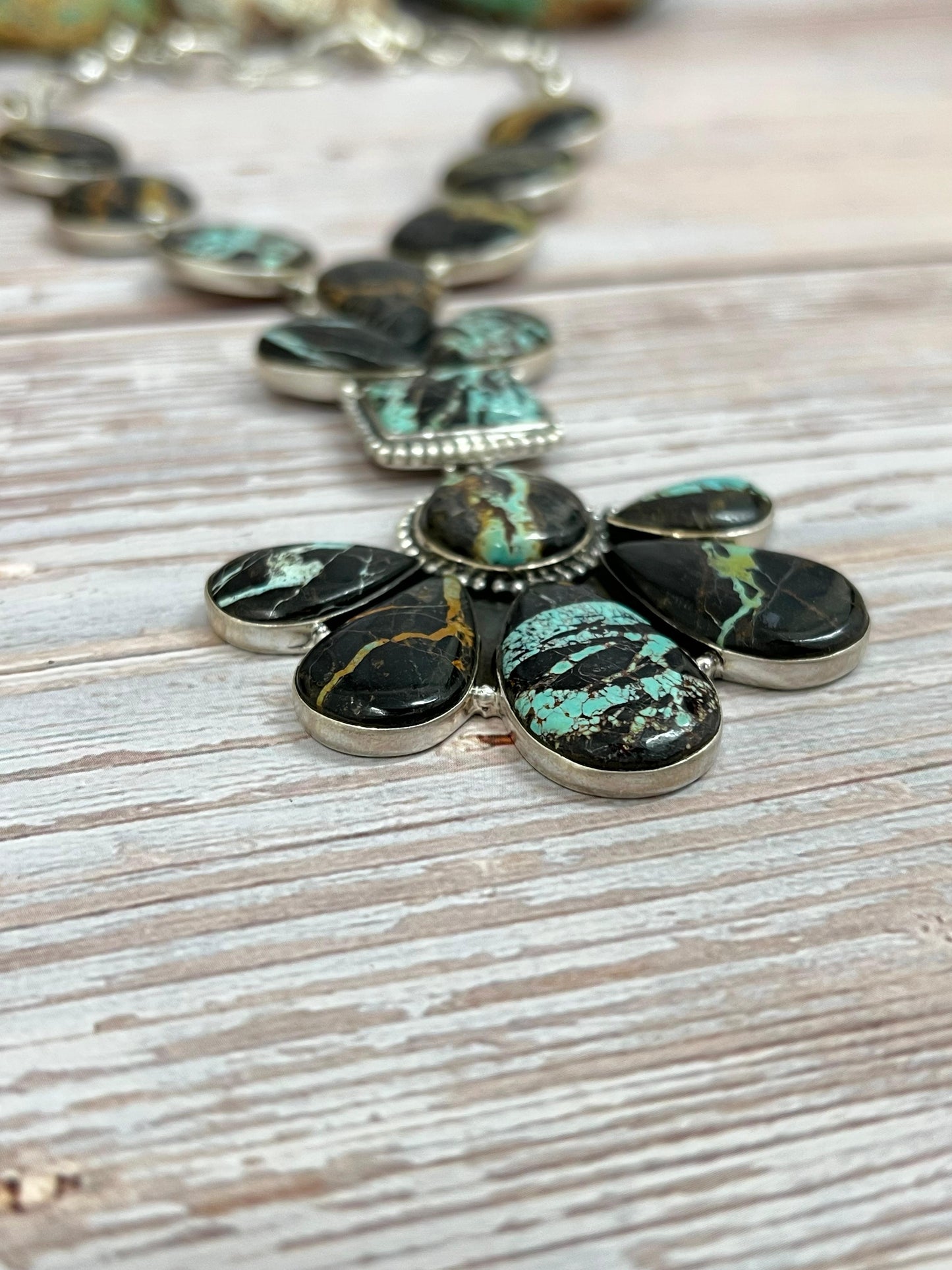 Handmade Sterling Silver Black Jack Necklace with Signed Nizhoni