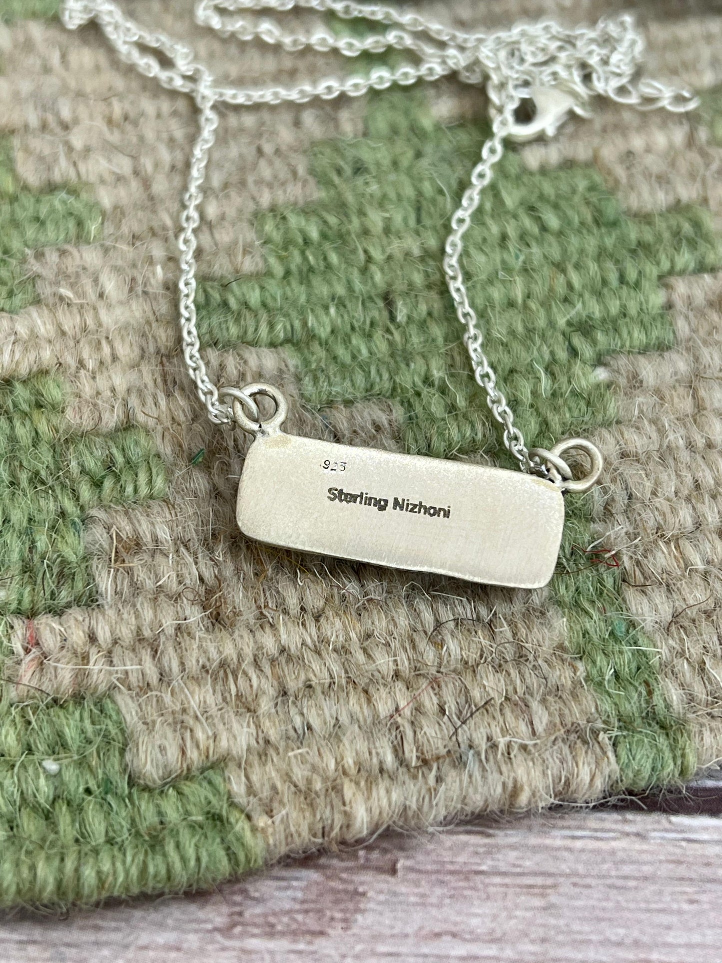 Handmade Sterling Silver Dahlia Rose Bar Necklace with Signed Nizhoni