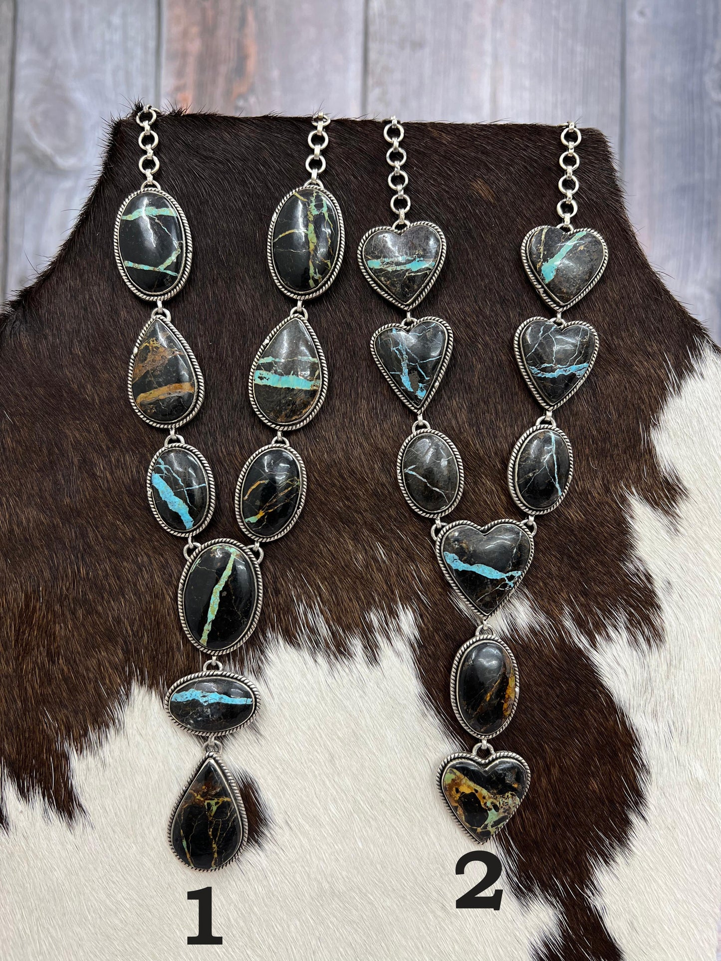 Handmade Sterling Silver Black Jack Necklace with Signed Nizhoni
