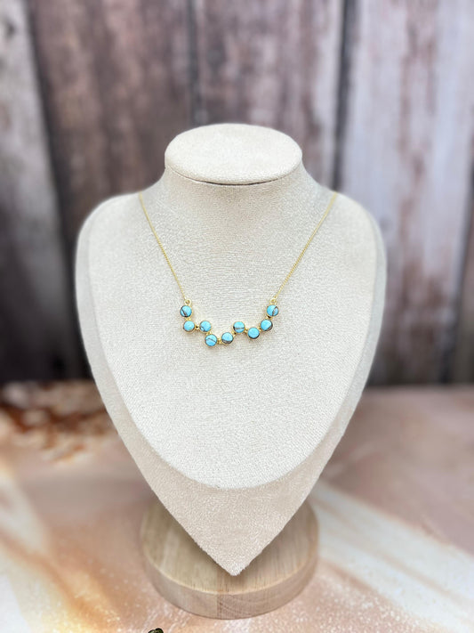 “The Golden Collection” Desert Jewels Natural Cotton Candy Turquoise Necklace Style 2