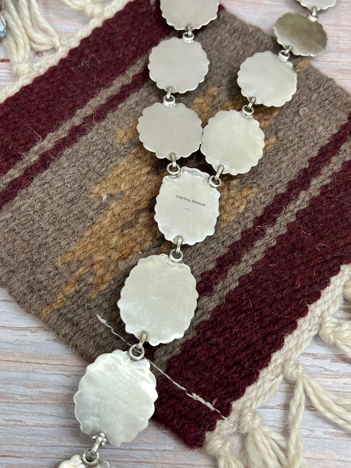 Handmade Sterling Silver Black Jack Necklace with Signed Nizhoni