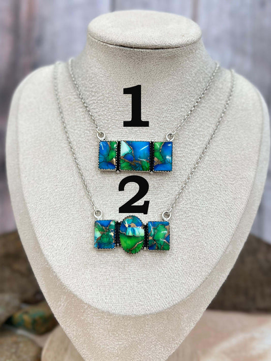 Handmade Sterling Silver Peacock Dahlia Necklace with Signed Nizhoni