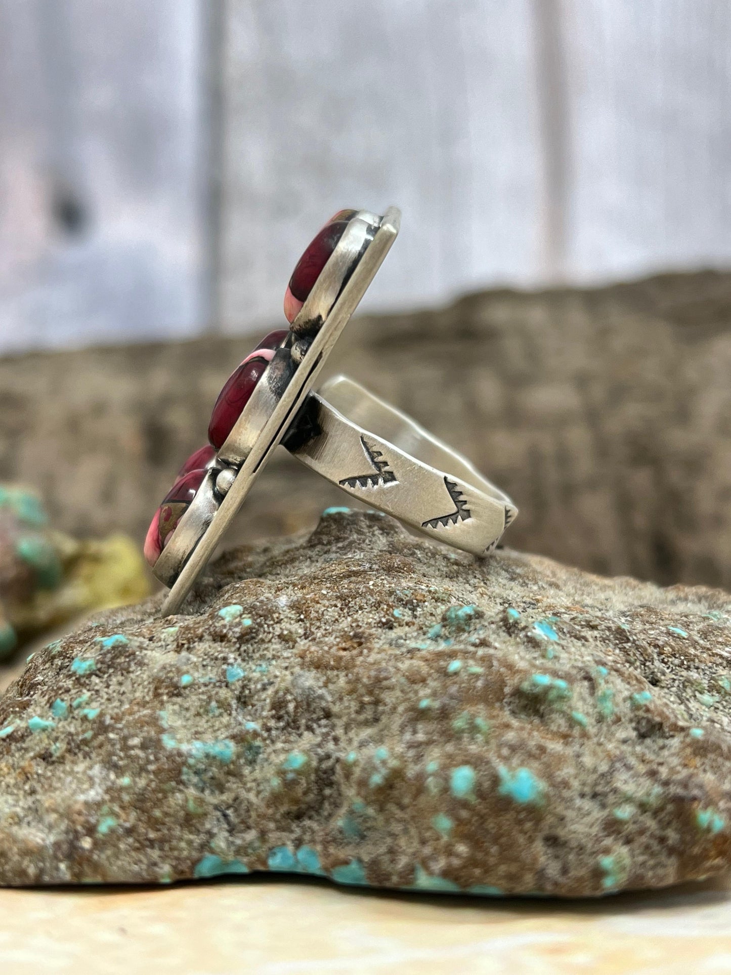 Handmade Sterling Silver Dahlia Rose Adjustable Ring with Signed Nizhoni