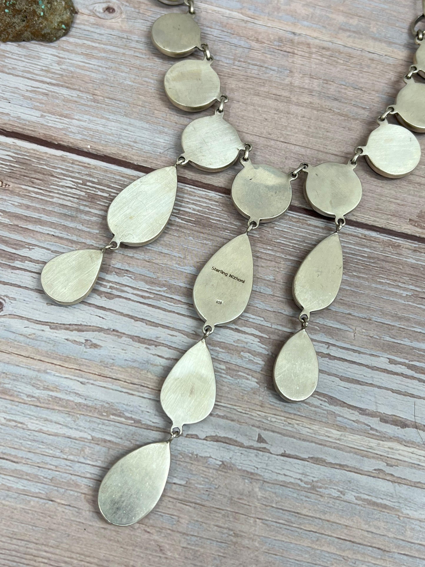 Handmade Sterling Silver Black Jack Necklace with Signed Nizhoni