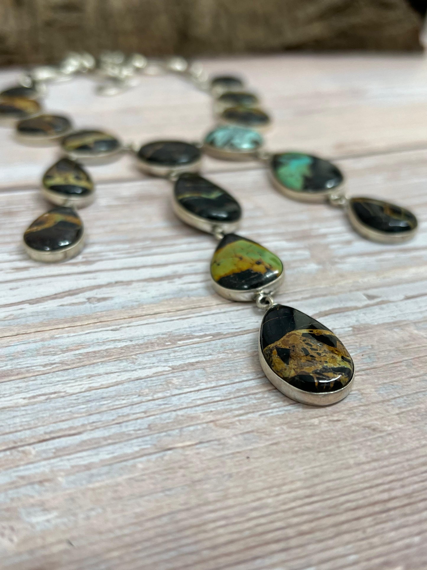Handmade Sterling Silver Black Jack Necklace with Signed Nizhoni