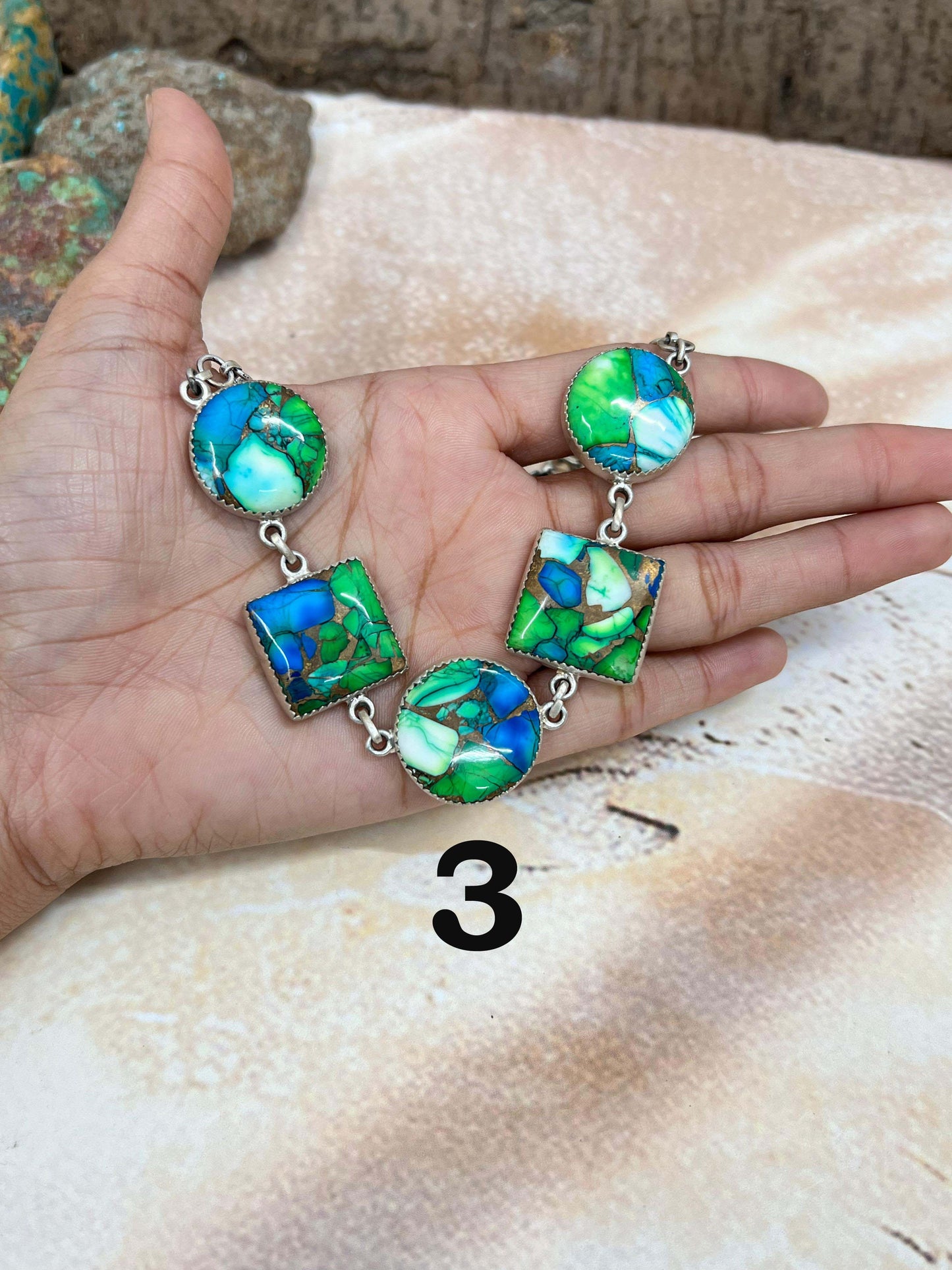 Handmade Sterling Silver Peacock Dahlia Necklace with Signed Nizhoni