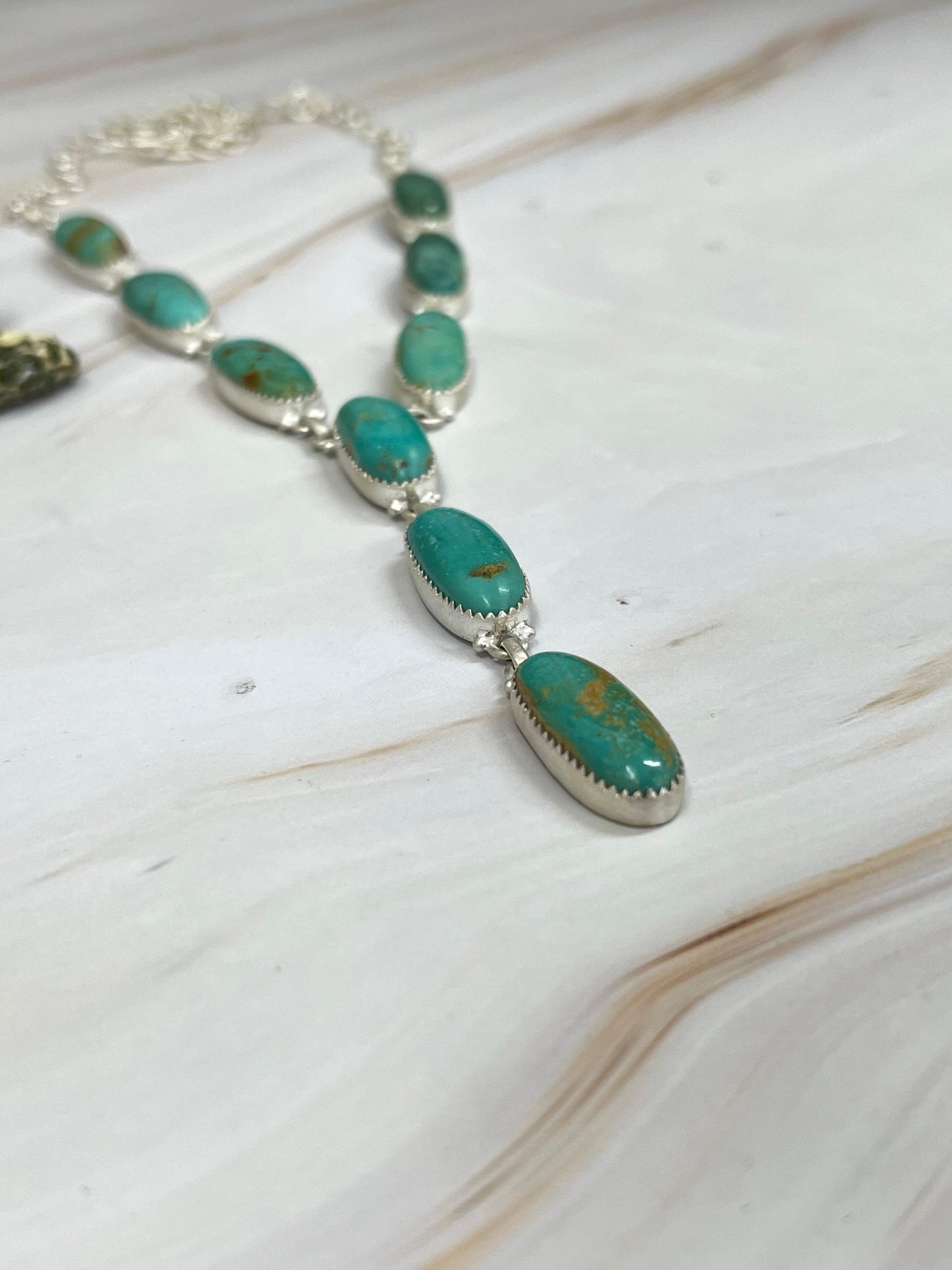 Handmade Sterling Silver Royston Turquoise Necklace with Signed Nizhoni (5)