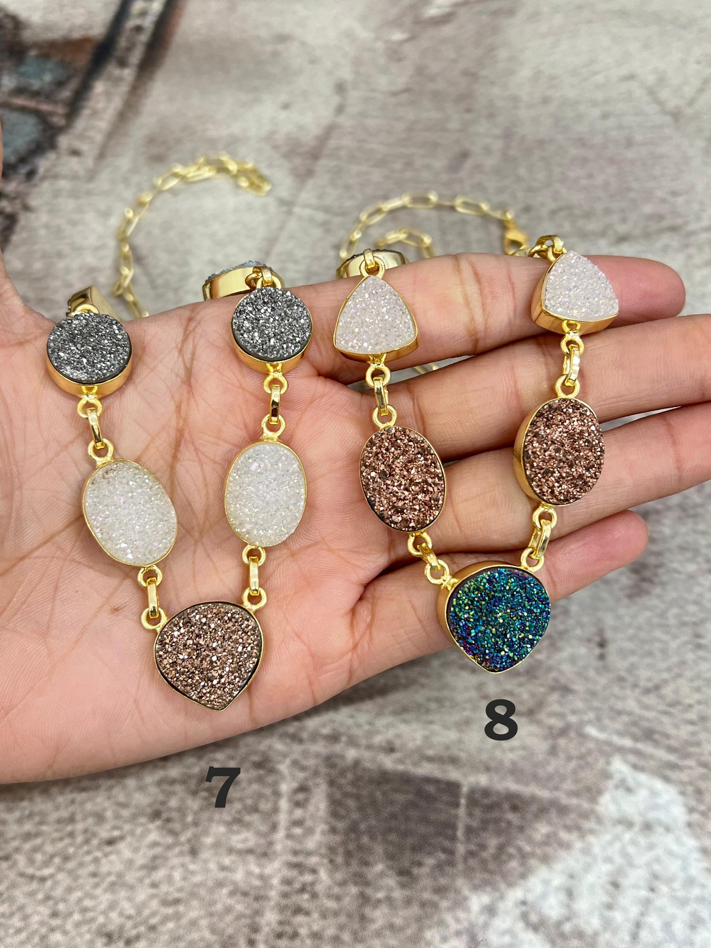 “The Boho Collection” Handmade Natural Druzy Necklace 8 Styles