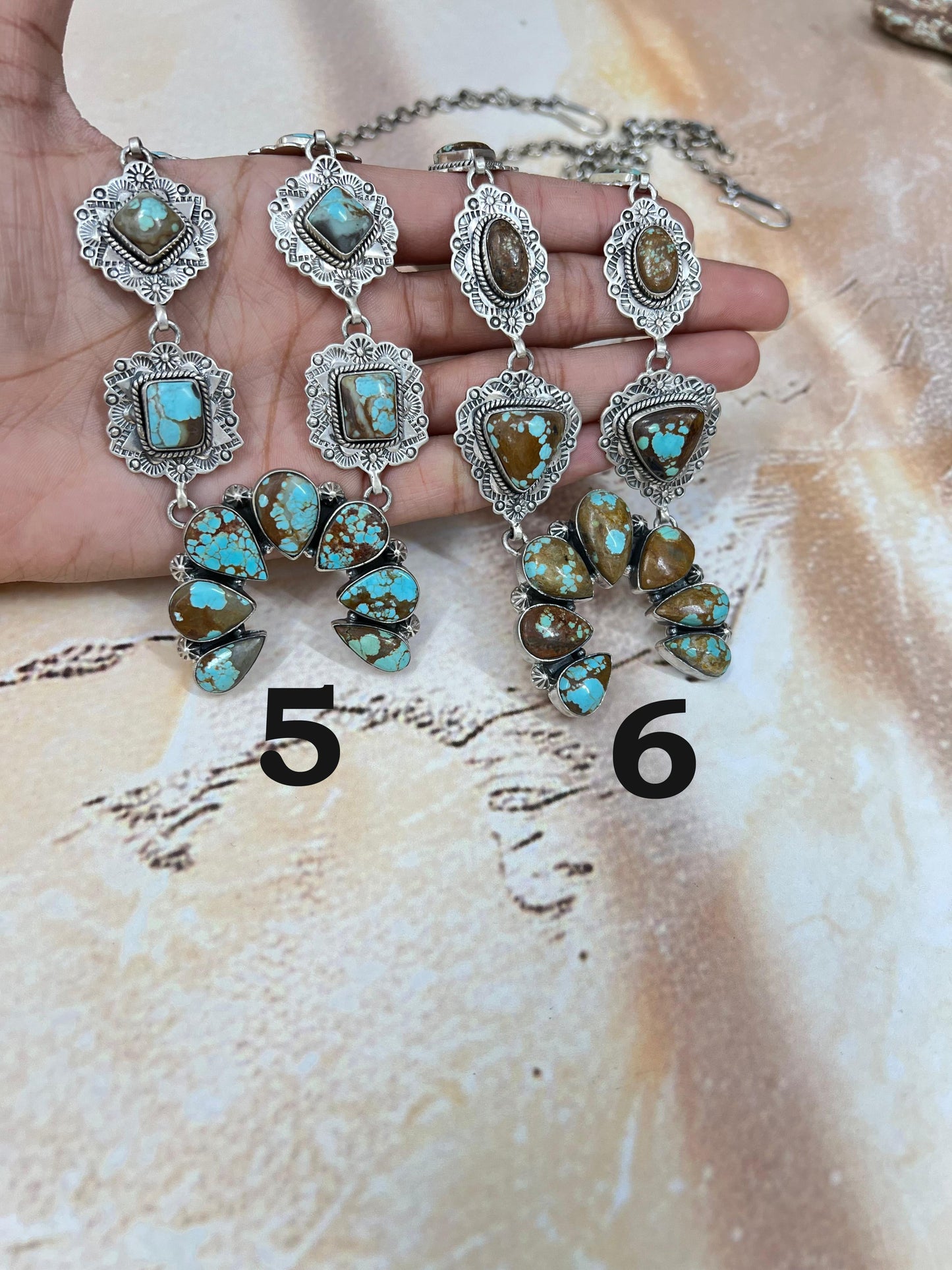 Handmade Sterling Silver Number 8 Turquoise Necklace with Signed Nizhoni