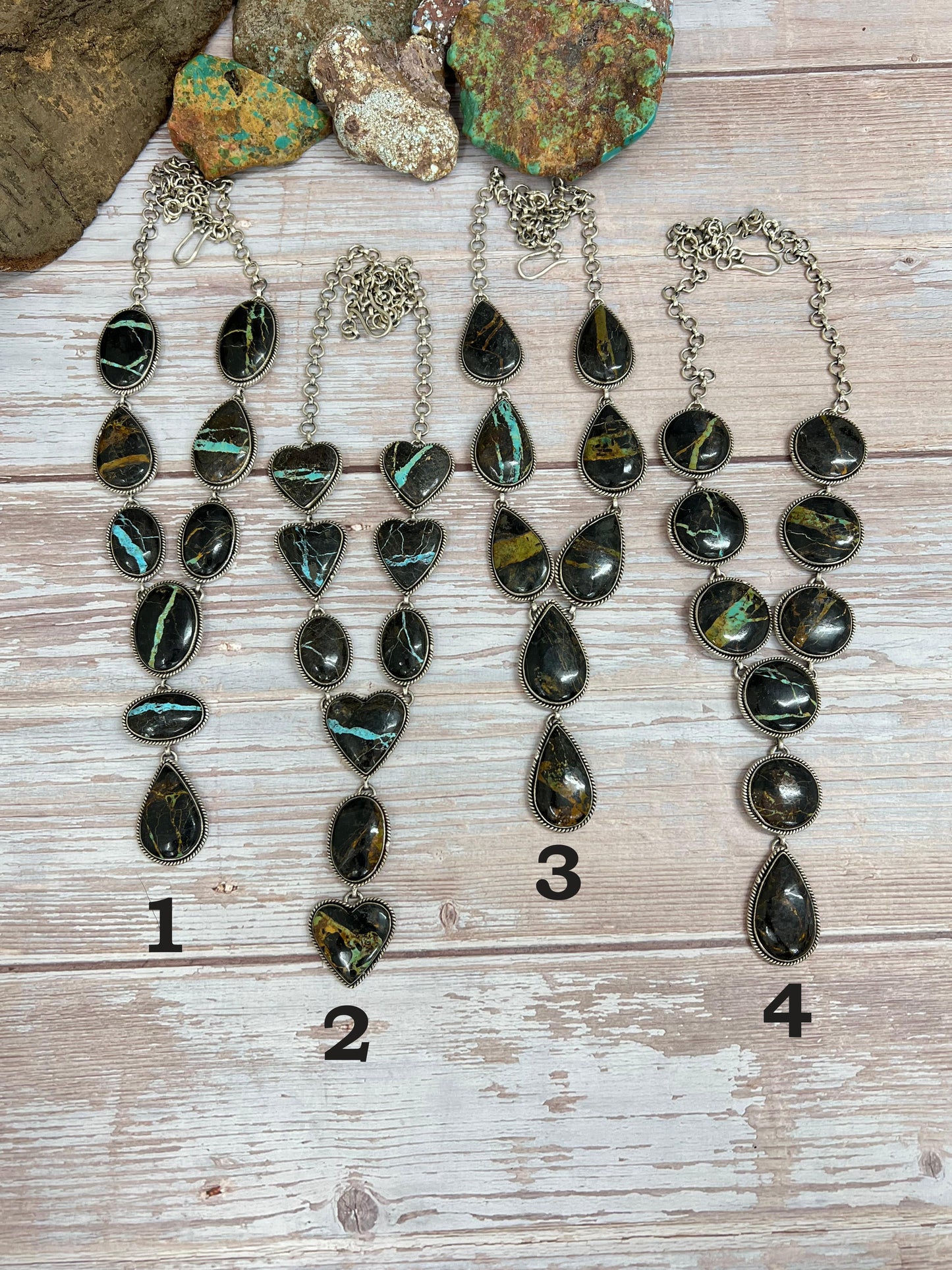 Handmade Sterling Silver Black Jack Necklace with Signed Nizhoni