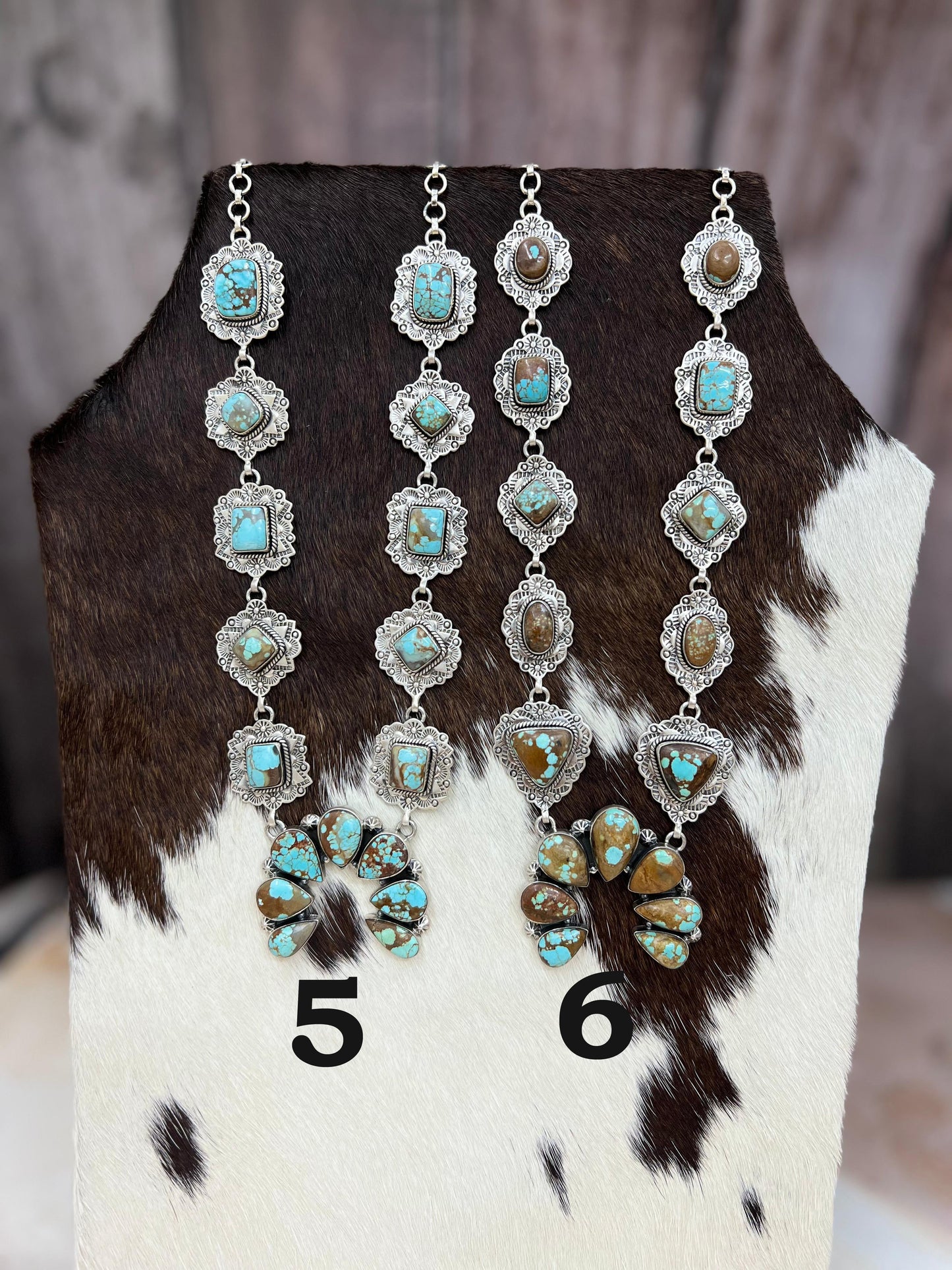 Handmade Sterling Silver Number 8 Turquoise Necklace with Signed Nizhoni