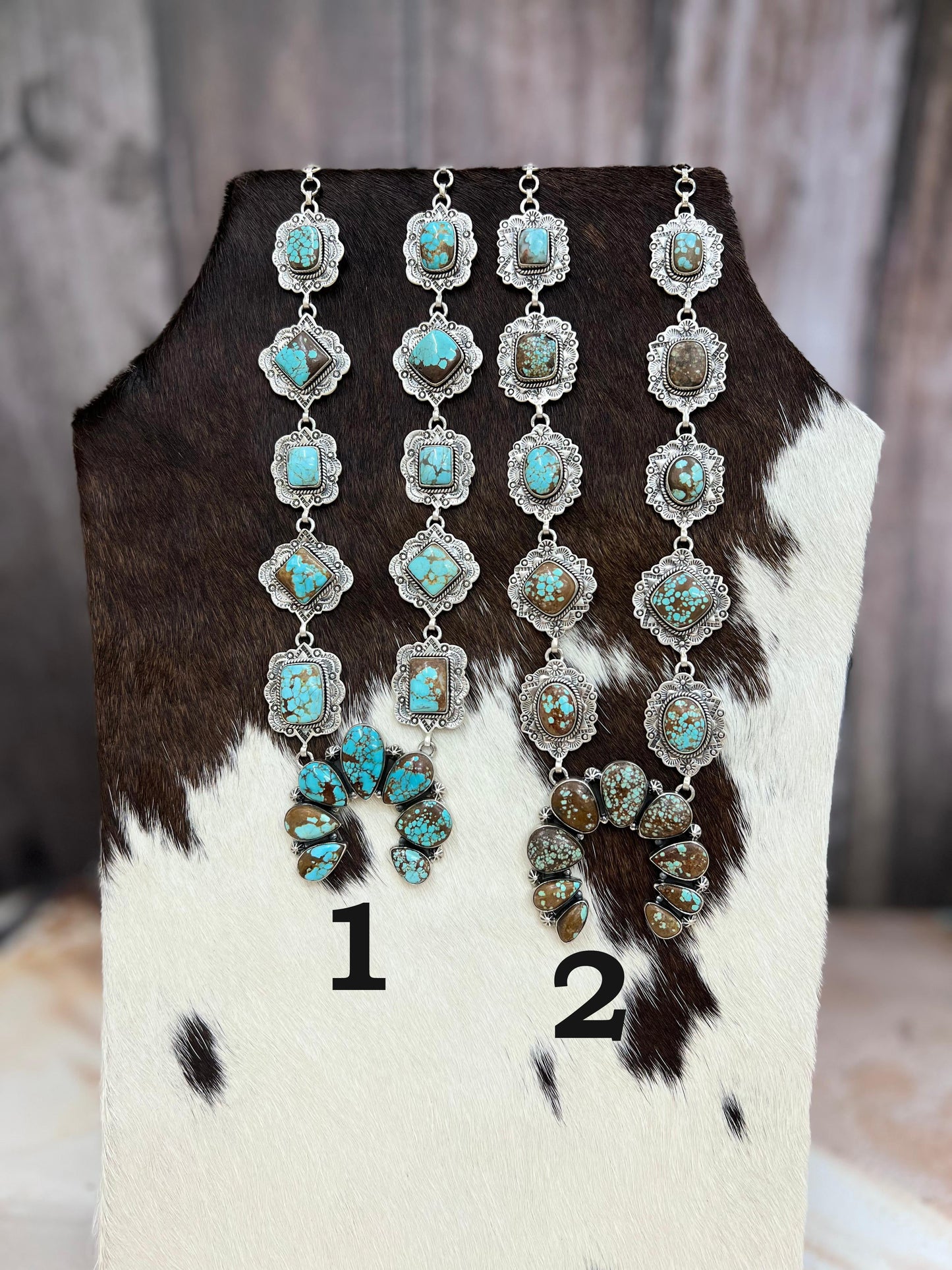 Handmade Sterling Silver Number 8 Turquoise Necklace with Signed Nizhoni