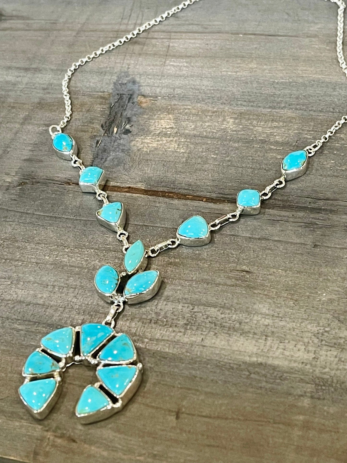 Handmade Sterling Silver Sonoran Mountain Turquoise Naja Necklace