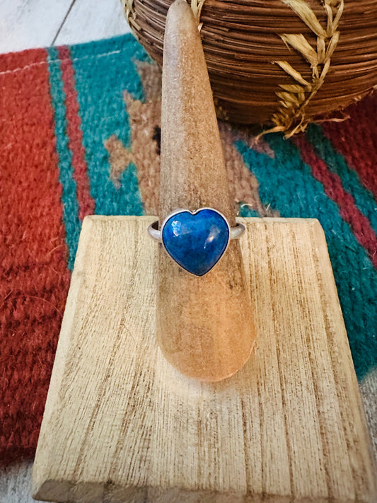 Navajo Sterling Silver & Lapis Adjustable Heart Ring