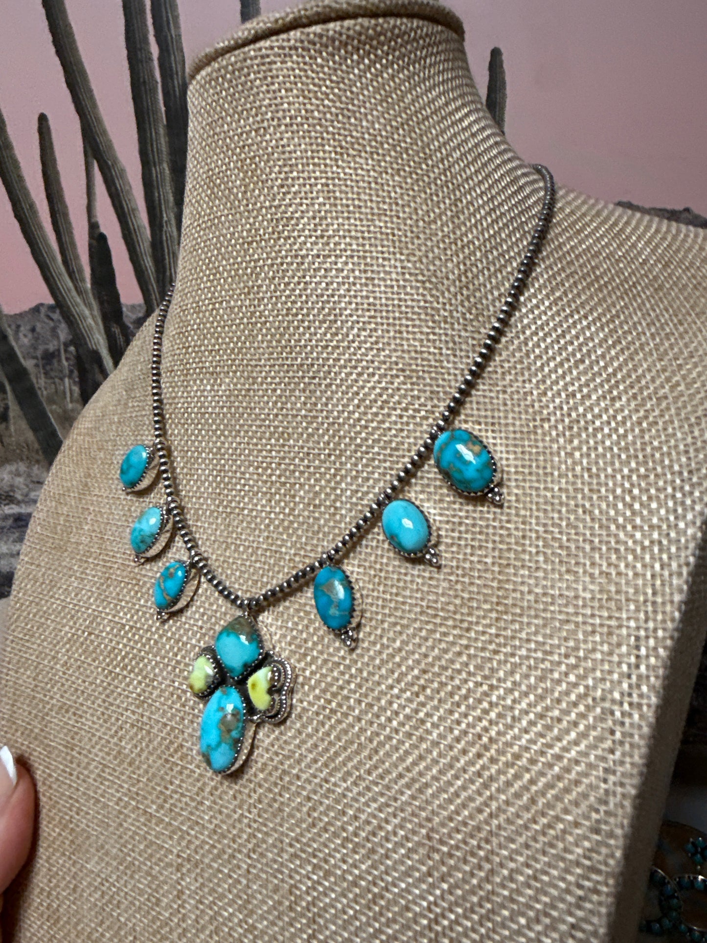 Handmade Sterling Silver South Hills Sonoran & Palomino Turquoise  Necklace