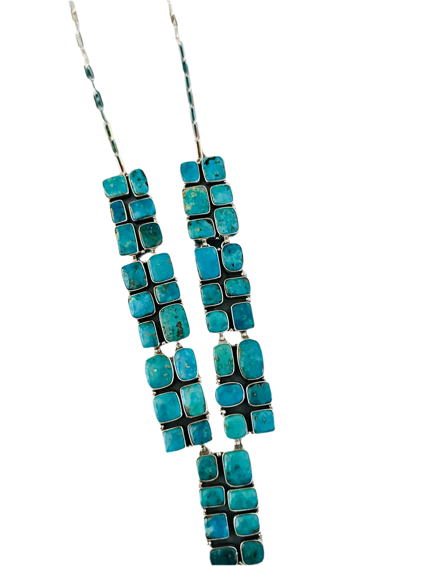 Handmade Sterling Silver & Turquoise Cluster Necklace