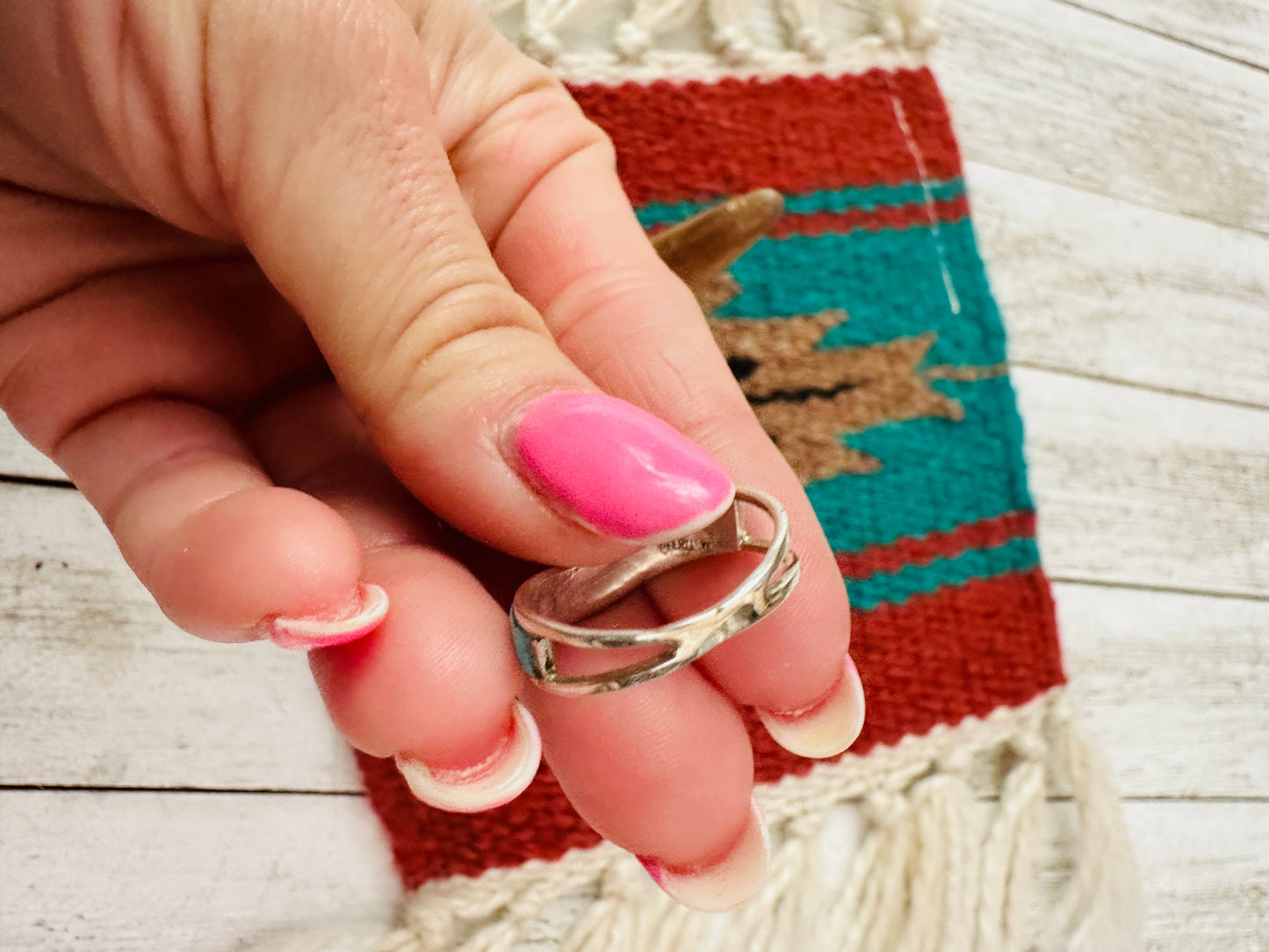 Navajo Sterling Silver & Turquoise Inlay Band Ring