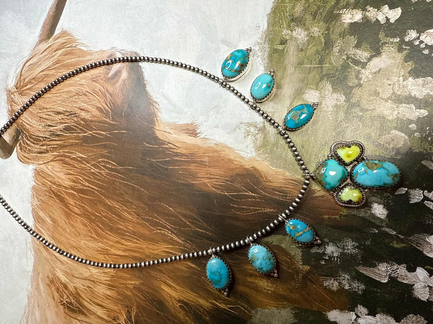Handmade Sterling Silver South Hills Sonoran & Palomino Turquoise  Necklace
