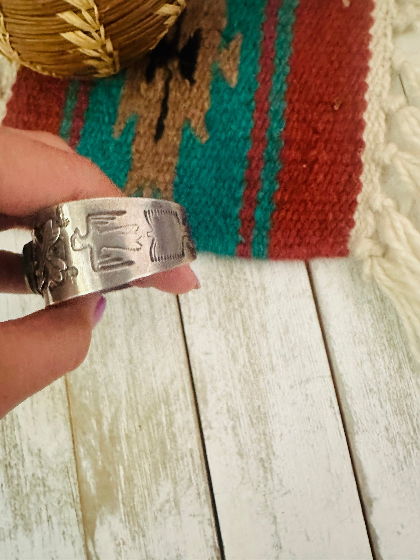 Old Pawn Navajo Sterling Silver & Turquoise Cuff Bracelet