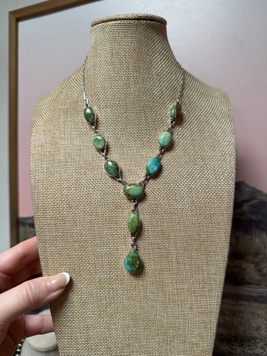 Handmade Sterling Silver & Sonoran Mountain Turquoise Lariat Necklace
