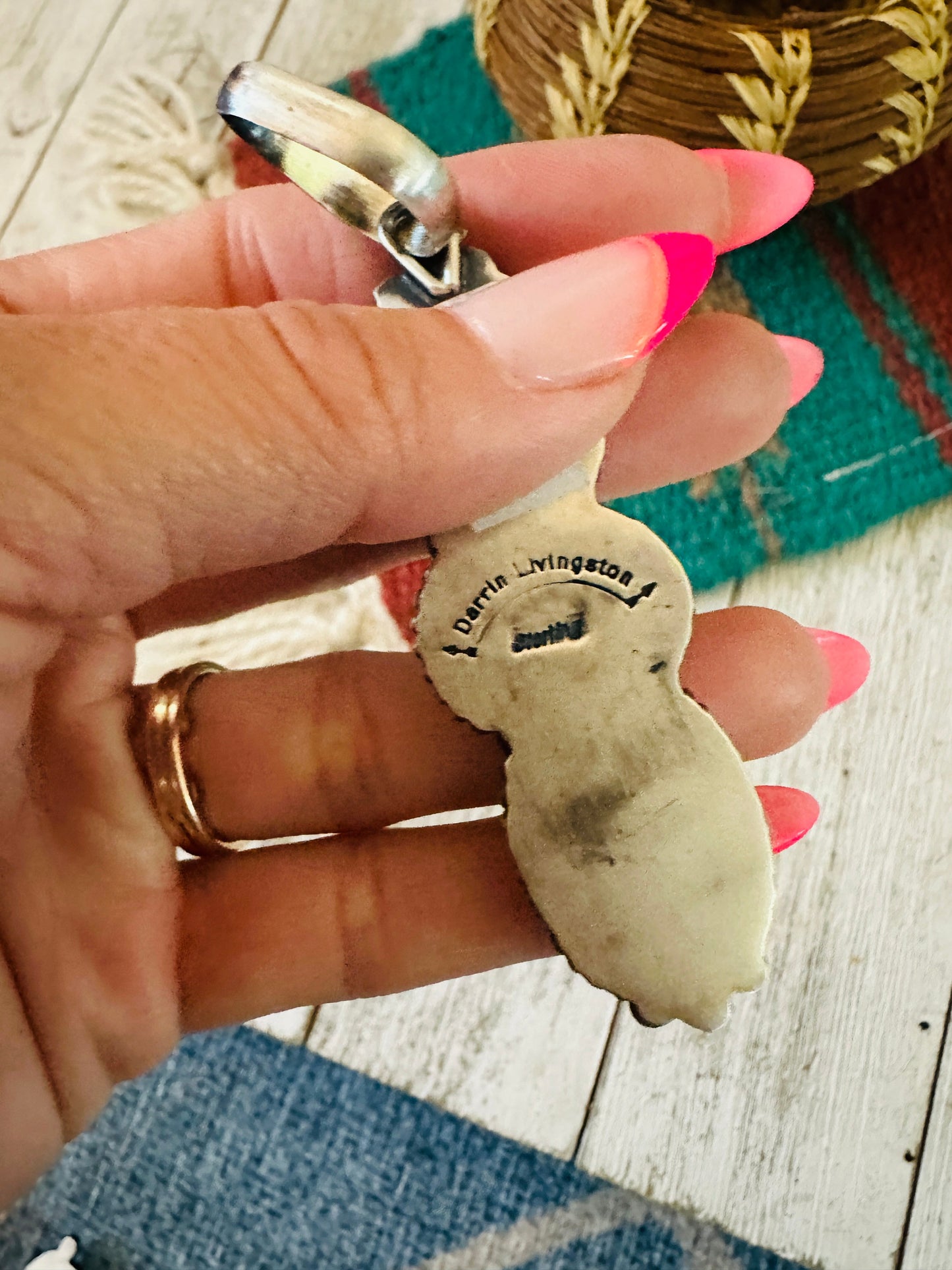 Navajo Golden Hills Turquoise & Sterling Silver Pendant
