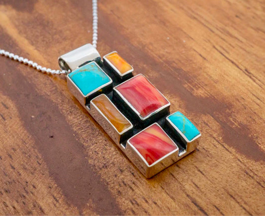 Medium Tejano Mosaic Pendant Necklace