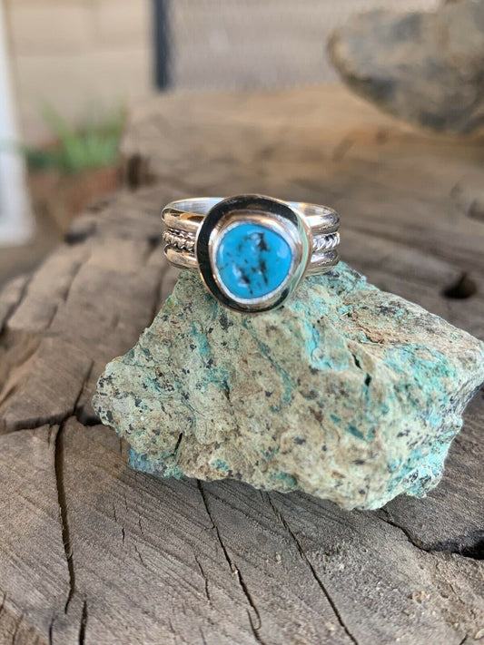 Navajo Turquoise & Sterling Silver Braided Band Ring