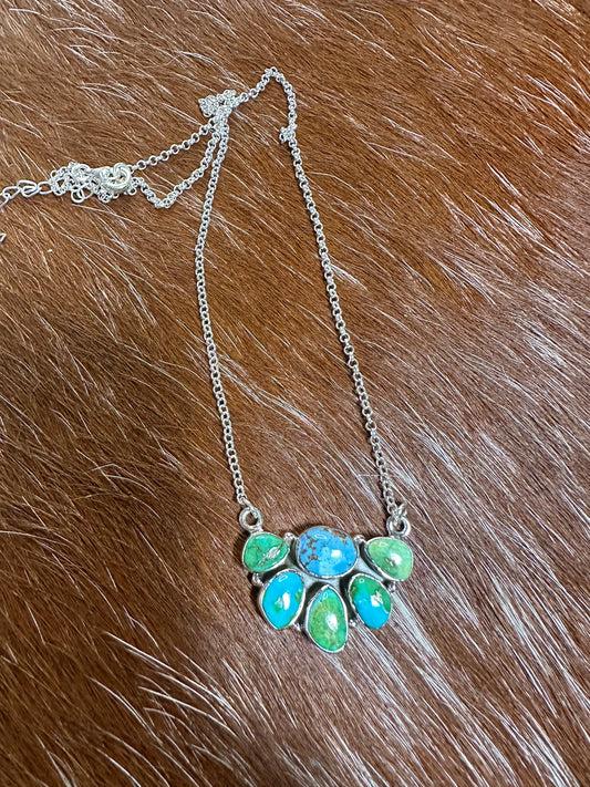 Beautiful Handmade Sterling Silver, Golden Hills Turquoise & Sonoran Mountain Turquoise Backroads Necklace
