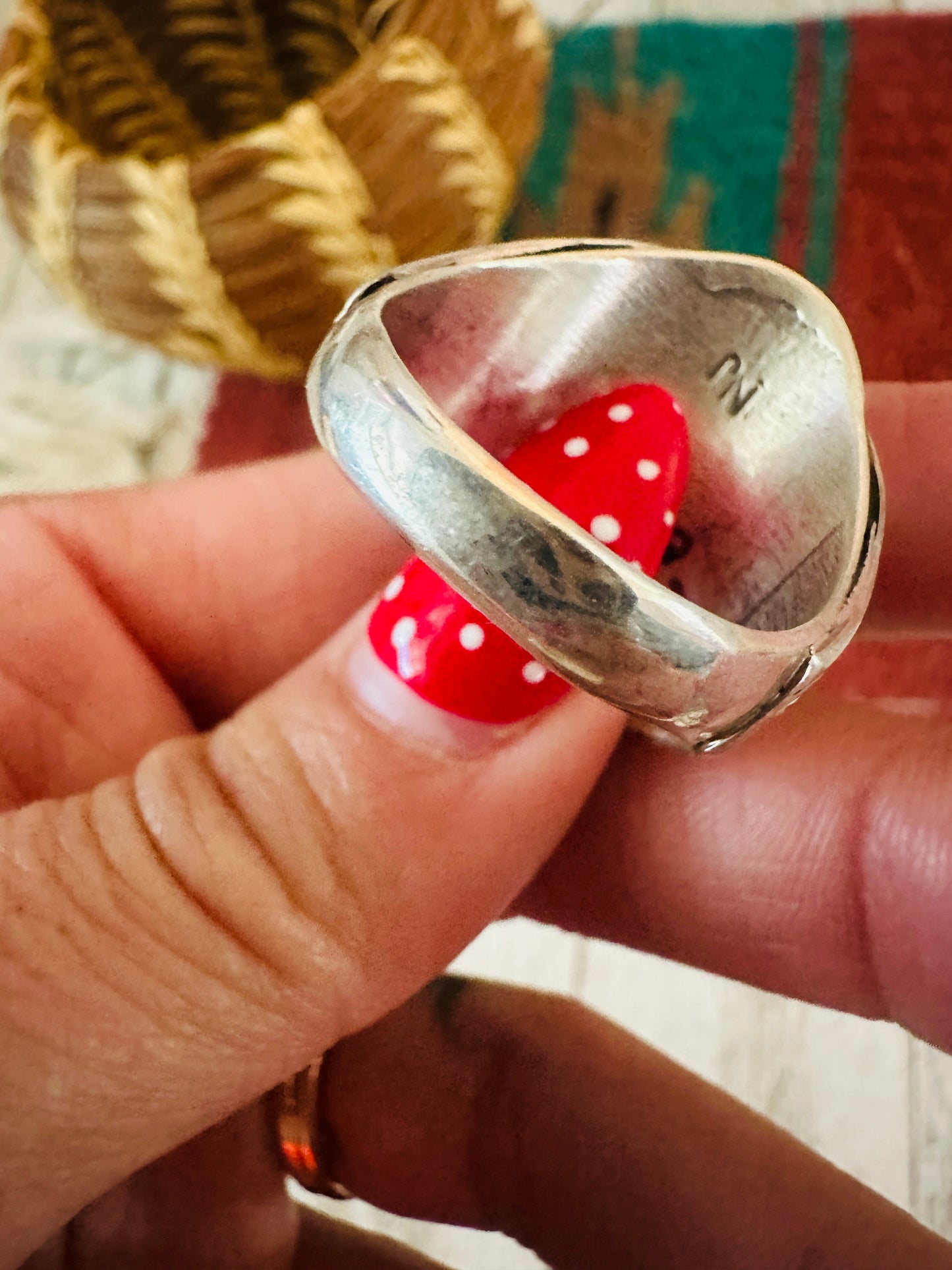 Old Pawn Navajo Sterling Silver & Turquoise Cluster Ring
