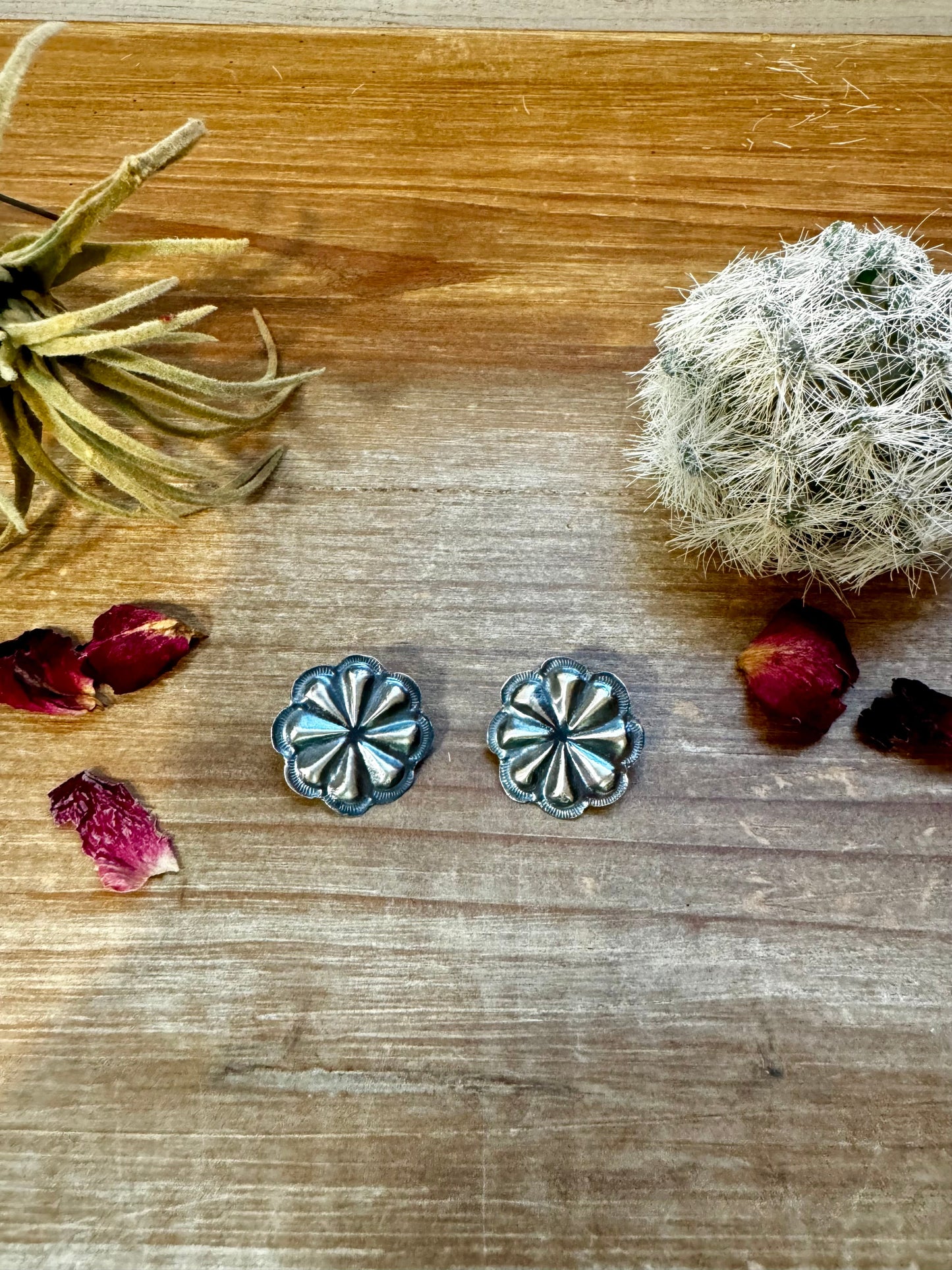 Round Sterling silver stud earrings