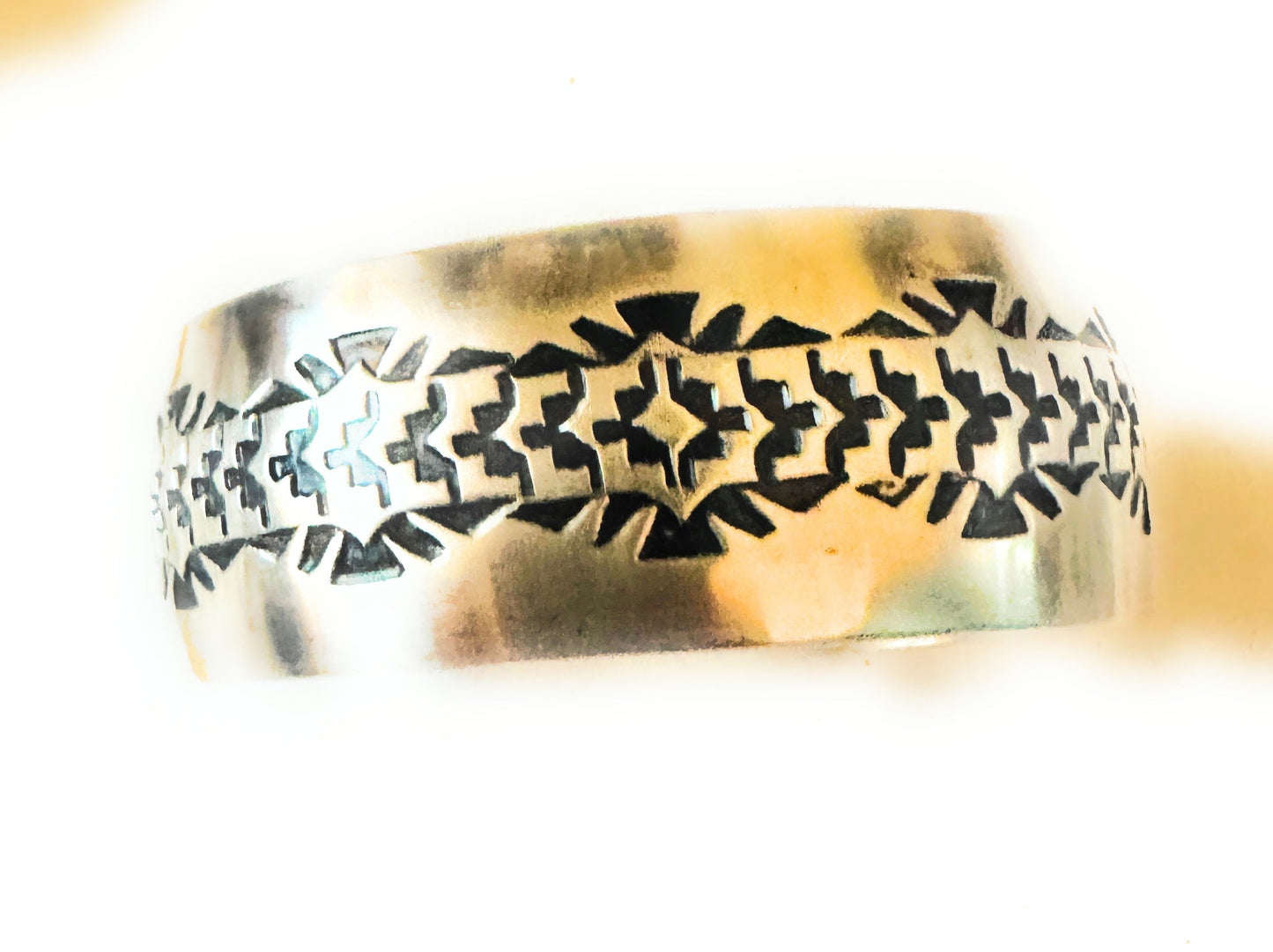 Navajo Hand Stamped Sterling Silver Cuff Bracelet