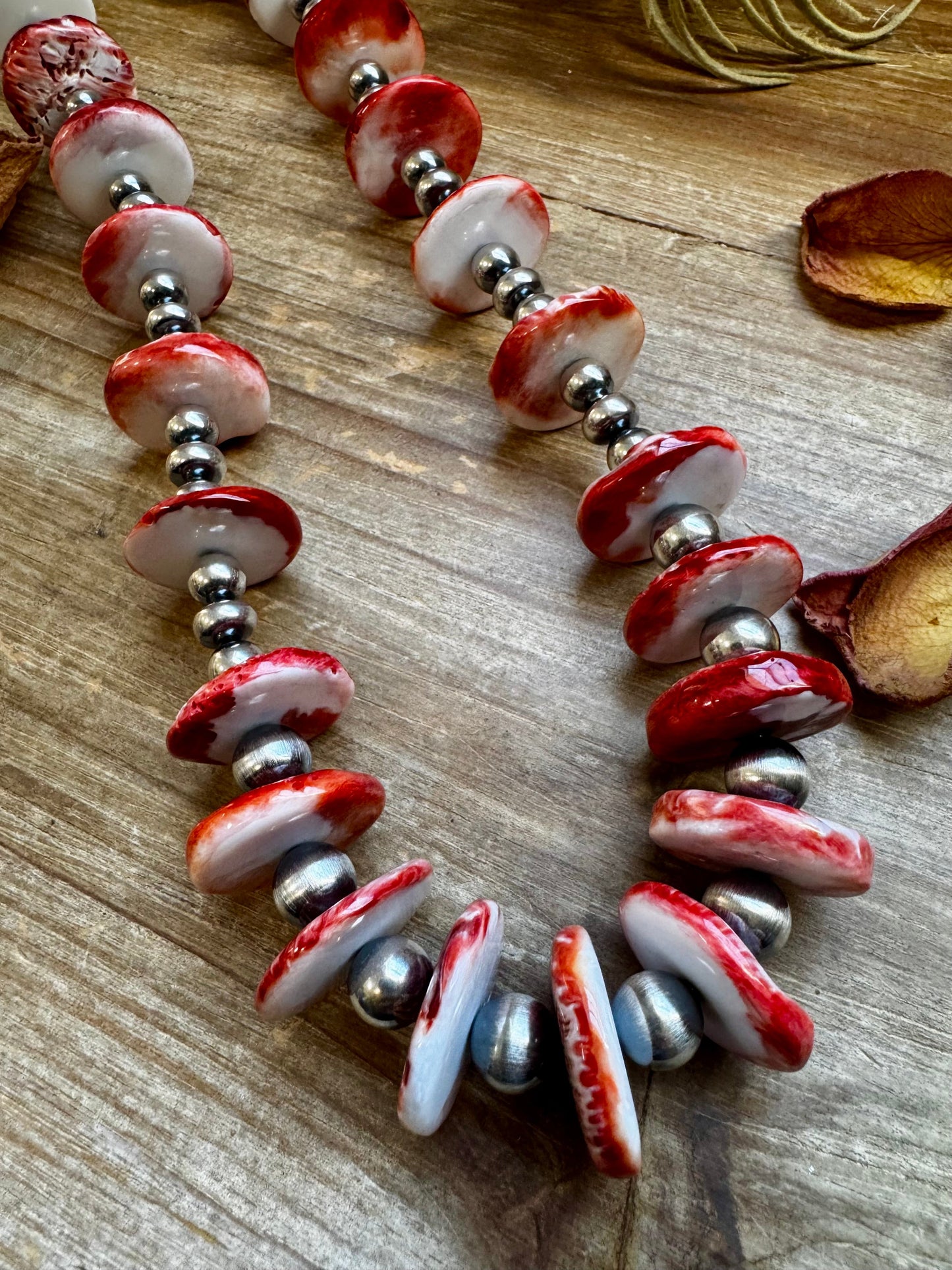 32 inch - American Rodeo Collection - 8 mm Sterling Silver Pearls & Red Spiny
