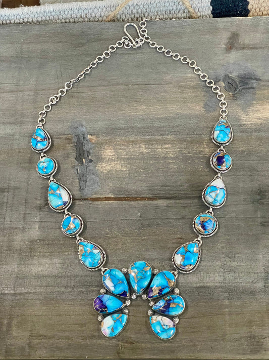 Handmade Sterling Silver & Purple Kingman Mojave Naja Necklace