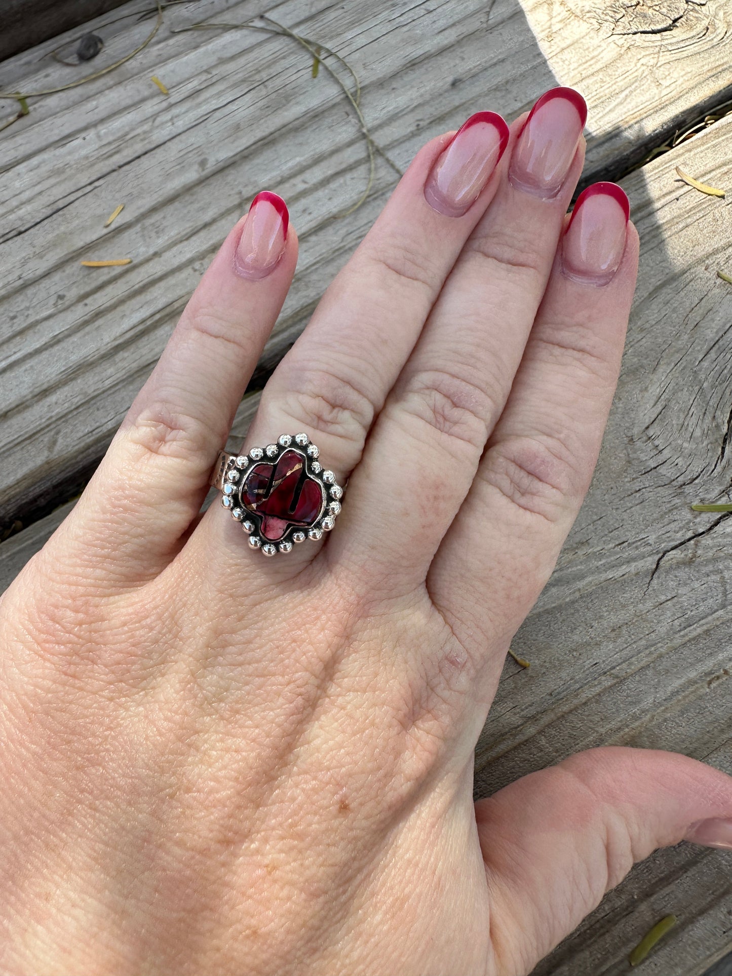 Handmade Sterling Silver Dahlia Rose Saguaro Cactus Adjustable Ring