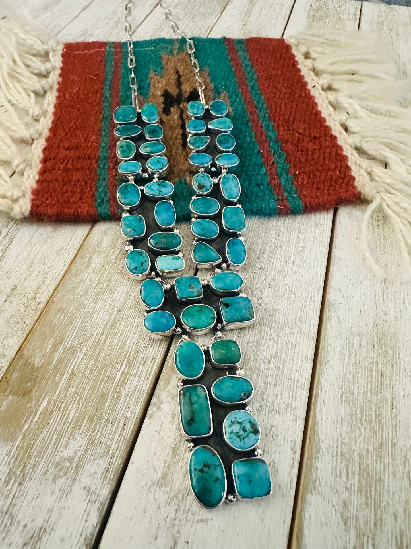 Handmade Sterling Silver & Turquoise Cluster Necklace