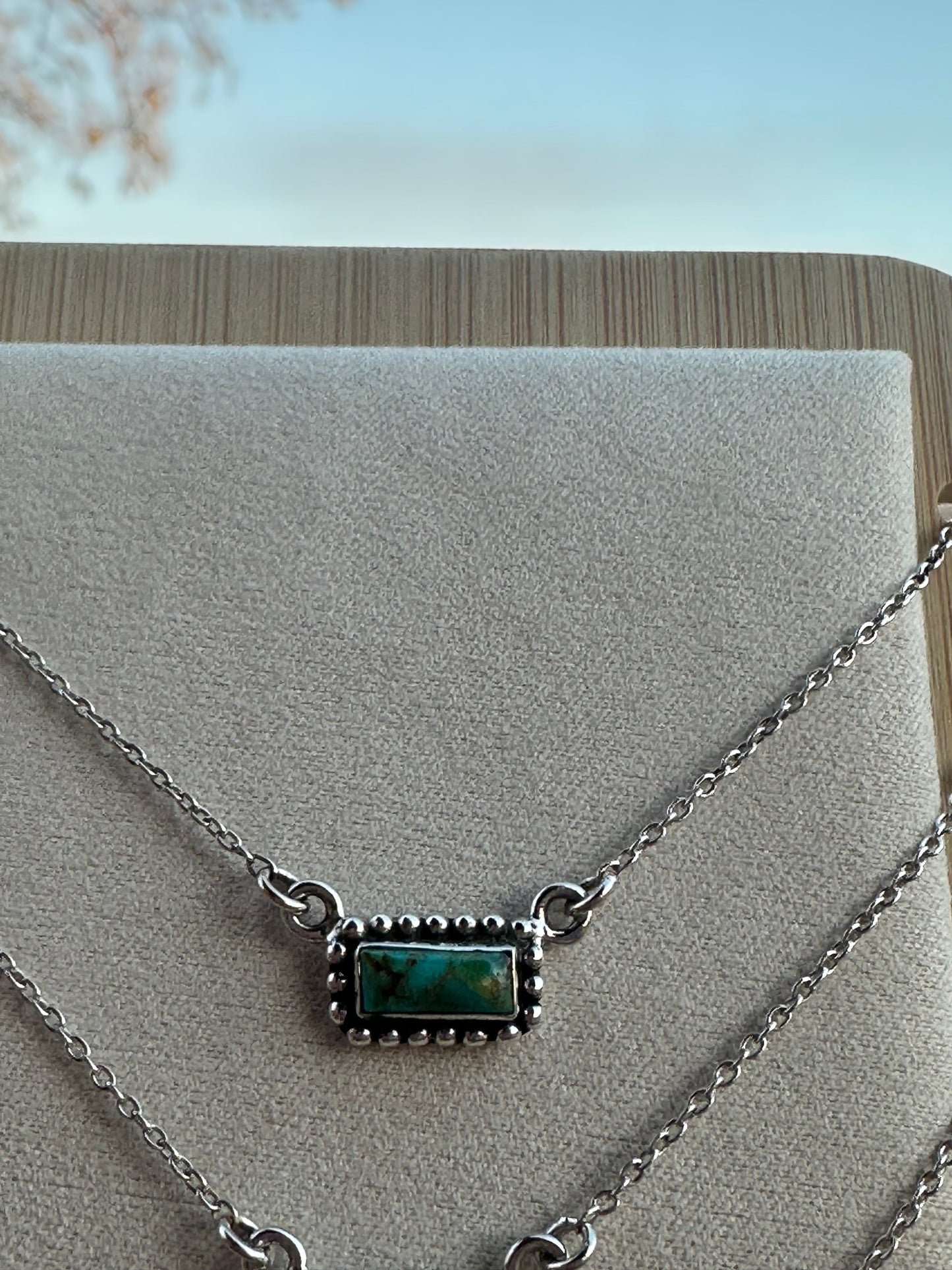 Handmade Sterling Silver Kingman Turquoise Bar Necklaces