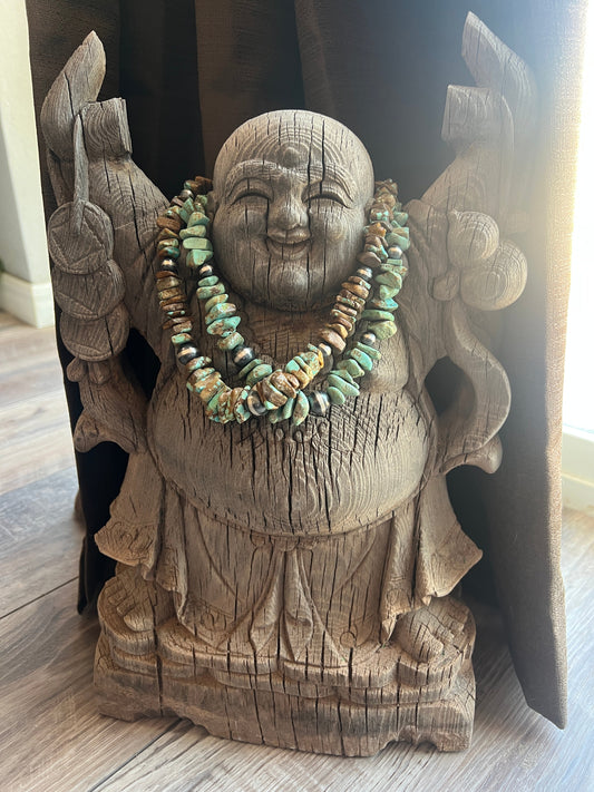 Navajo Turquoise & Sterling Silver Chunky Beaded Necklace 18”