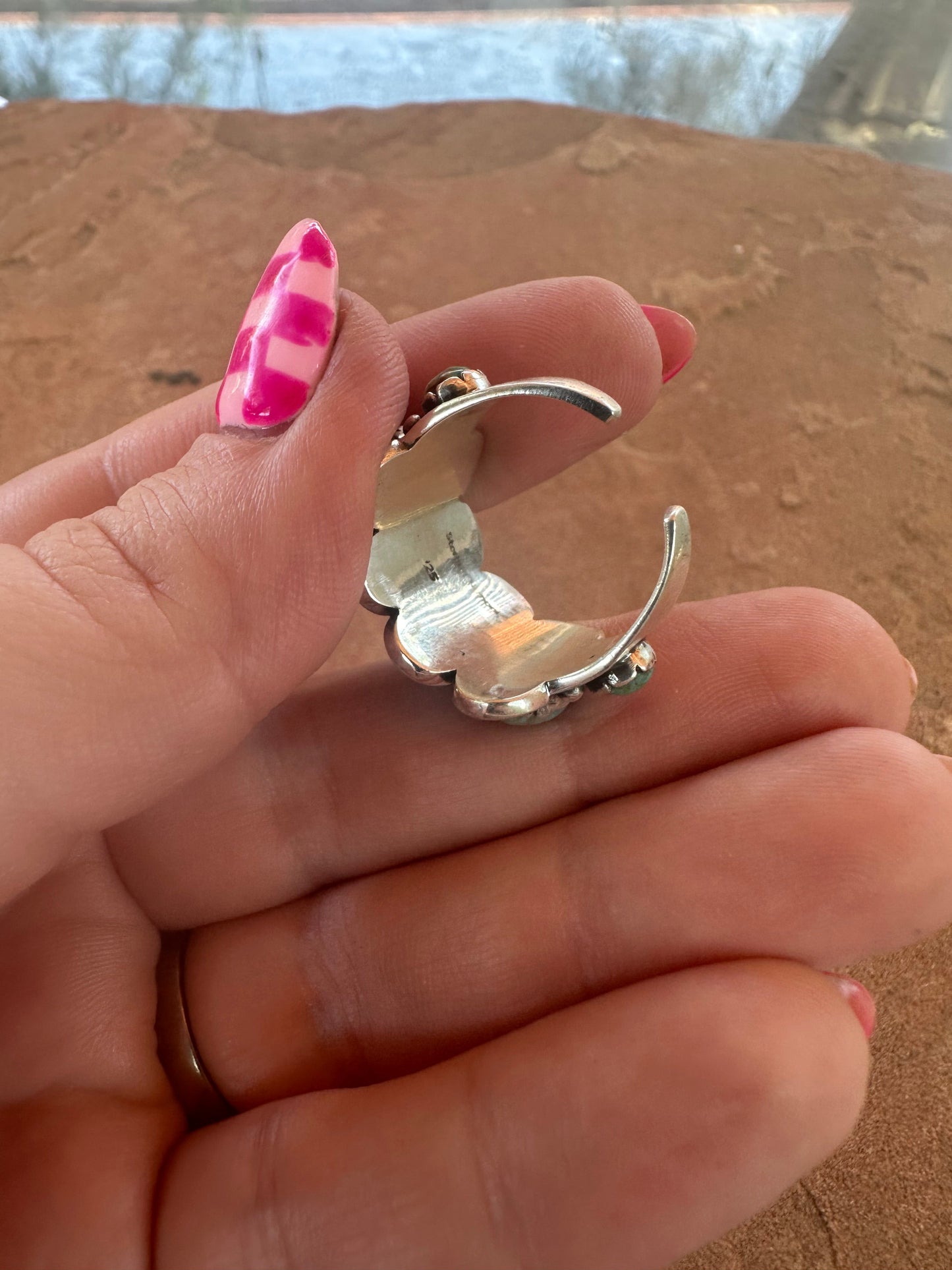 KITTS PEAK Handmade Turquoise And Sterling Silver Adjustable Ring