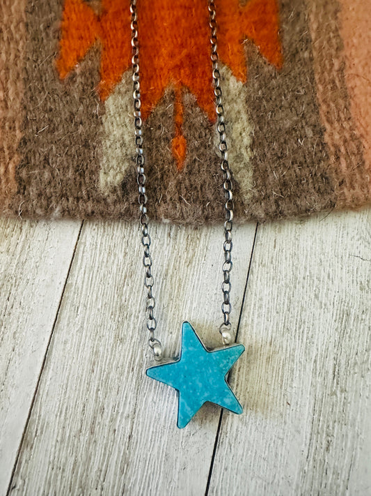 Navajo Sterling Silver & Turquoise Star Necklace