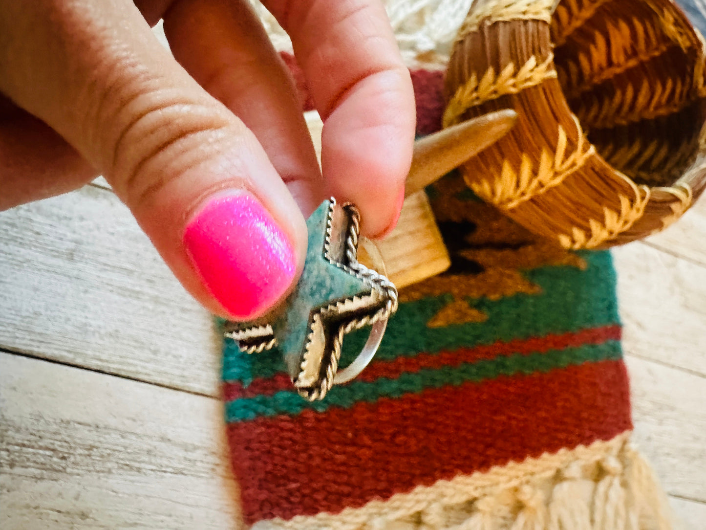 Navajo Sterling Silver & Turquoise Star Ring