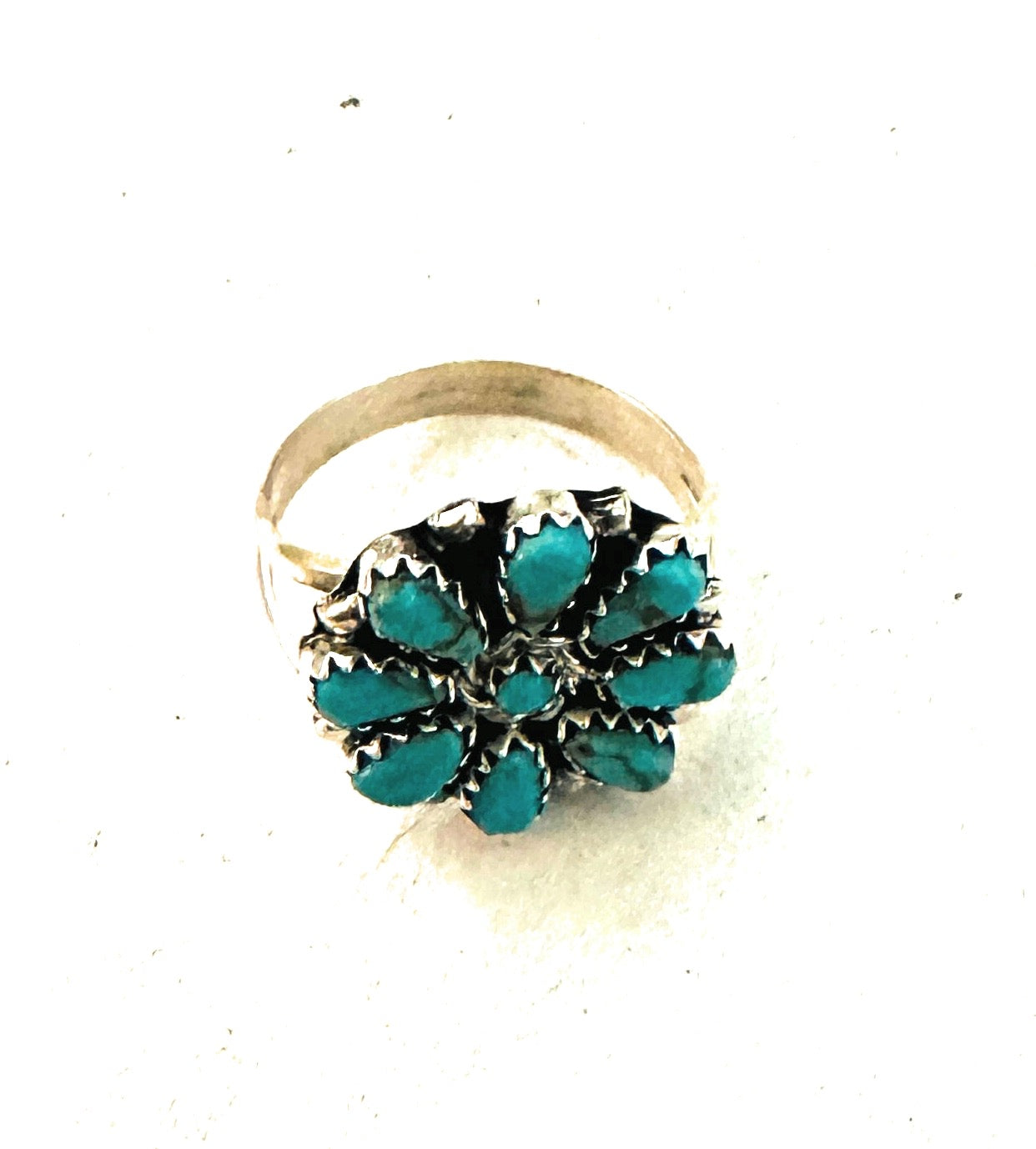 Navajo Turquoise & Sterling Silver Cluster Ring SMALL