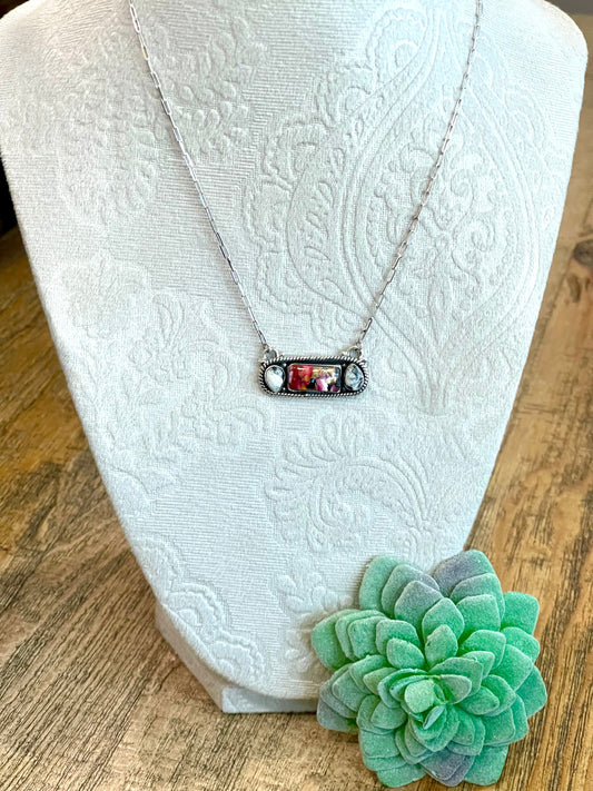 Handmade Sterling Silver Pink Dream Bar Necklace