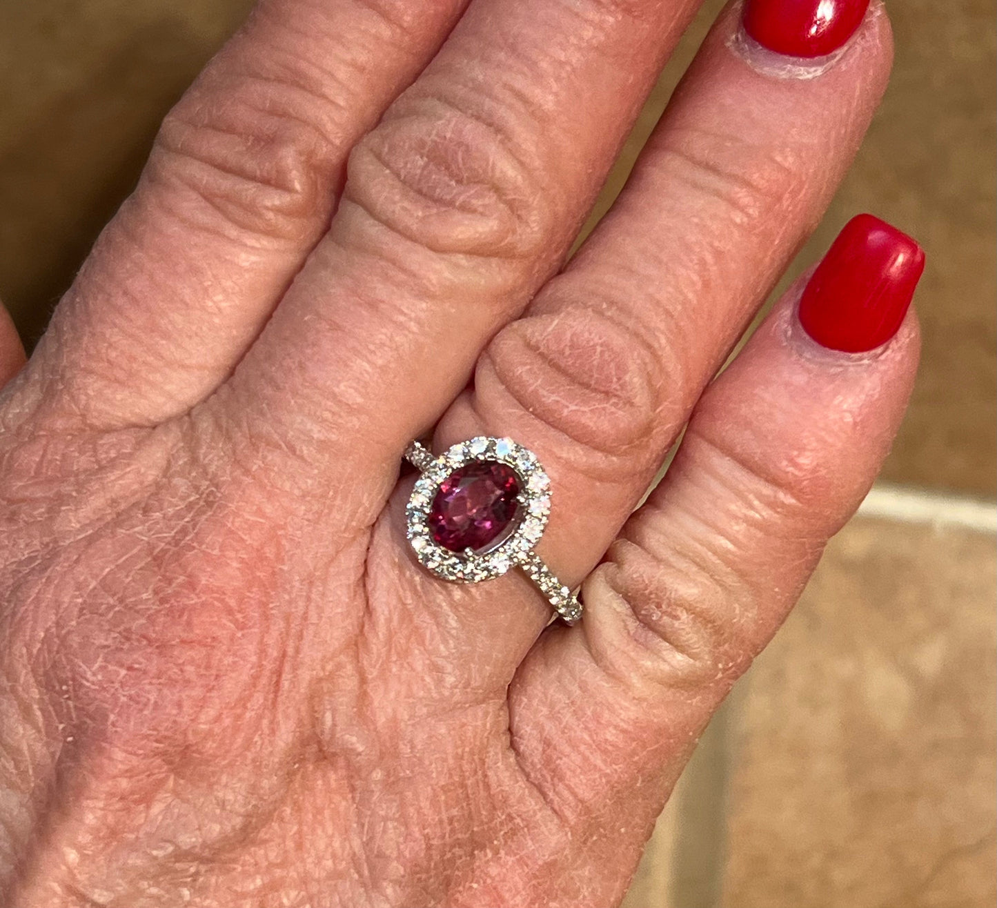 Pink Topaz Oval Shape Sterling Silver Ring Size 6