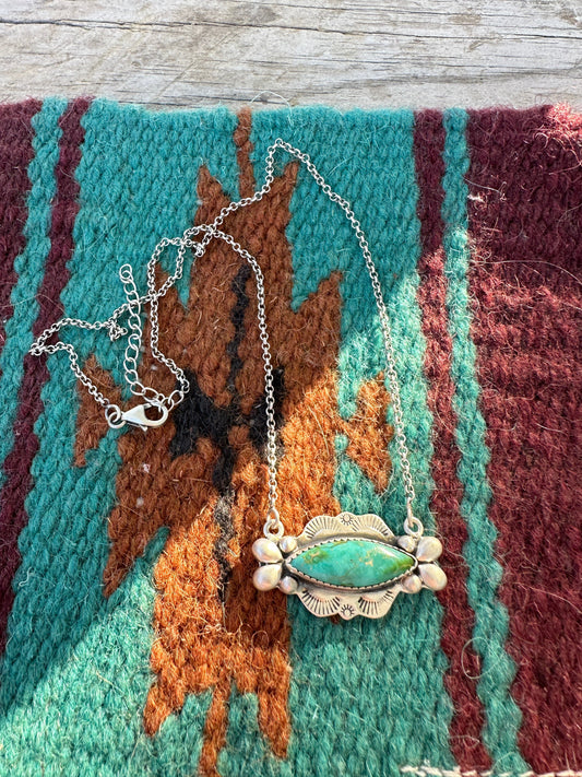 Handmade Sterling Silver & Sonoran Mountain Turquoise Single Stone Necklace