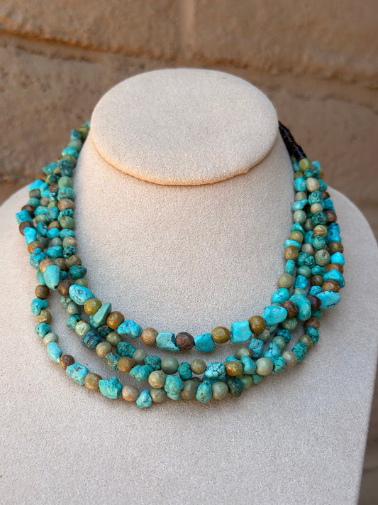 Old Pawn Kingman Turquoise Navajo Beaded Necklace