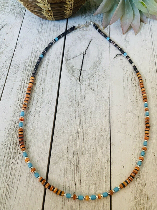 Navajo Multi Stone & Heishi Beaded 18 Inch Necklace
